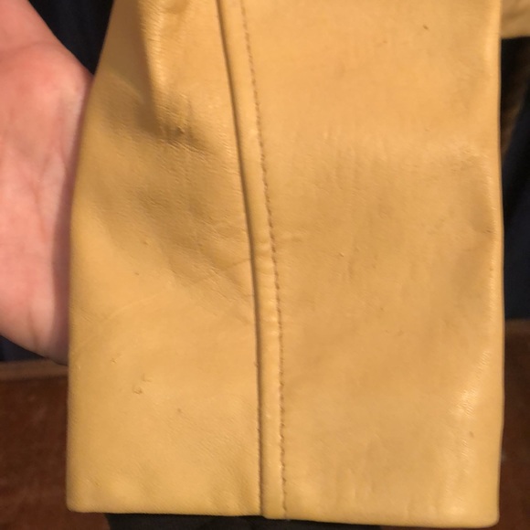 Tan khaki leather jacket pre loved imperfect lots of life left price reflects - Picture 11 of 12
